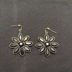 Cookie Lee Black and Gold Flower Earrings